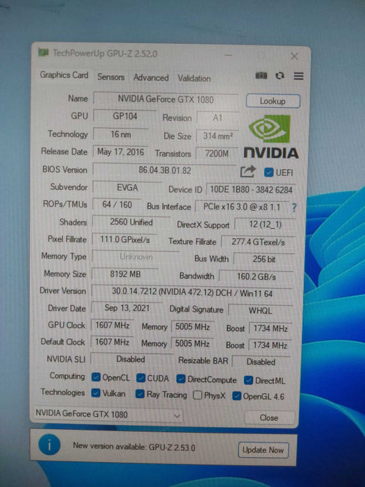 EVGA GeForce GTX 1080 Gaming 8GB Graphics Card 08G-P4-5184-KR