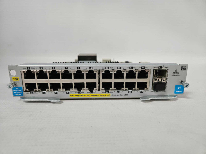 HP J9536A 20-Port GIG-T PoE+ 2-Port SFP+ V2 ZL Expansion Module Q)