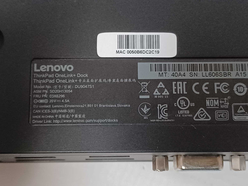 Lenovo ThinkPad OneLink+ Plus Dock 40A4 DU9047S1 with AC Adapter _