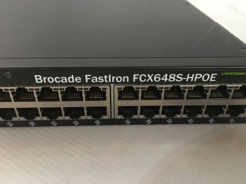 Brocade FastIron FCX648S-HPOE 48 Port Gigabit PoE+ Ethernet Switch Q