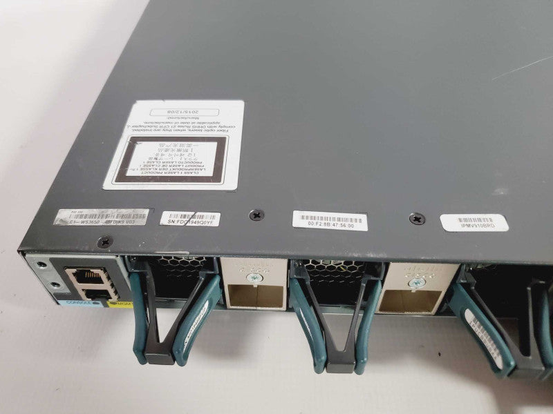 Cisco Catalyst 3650 48 Port PoE 4x1G IP Base Switch WS-C3650-48PS-S 2x PSU (