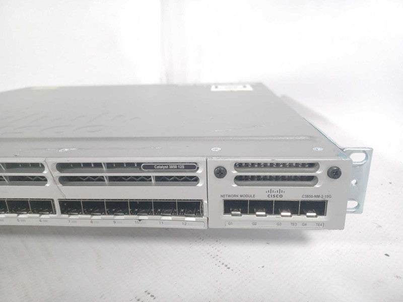 Cisco WS-C3850-12S-S 12 Ports Managed Switch w/ C3KX-NM-2-10G, 2x PSU SEE Q_