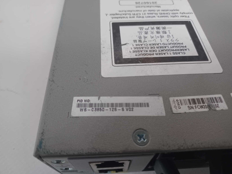 Cisco WS-C3850-12S-S 12 Ports Managed Switch w/ C3KX-NM-2-10G, 2x PSU SEE Q_