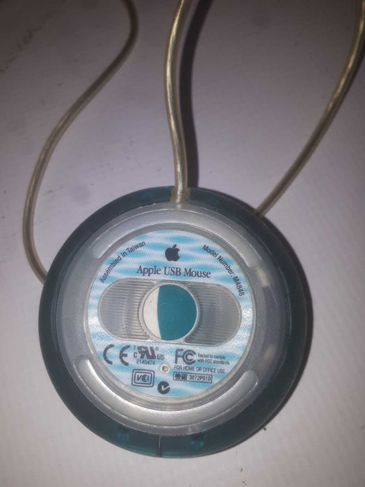 blue teal hockey puck APPLE USB Mouse M4848
