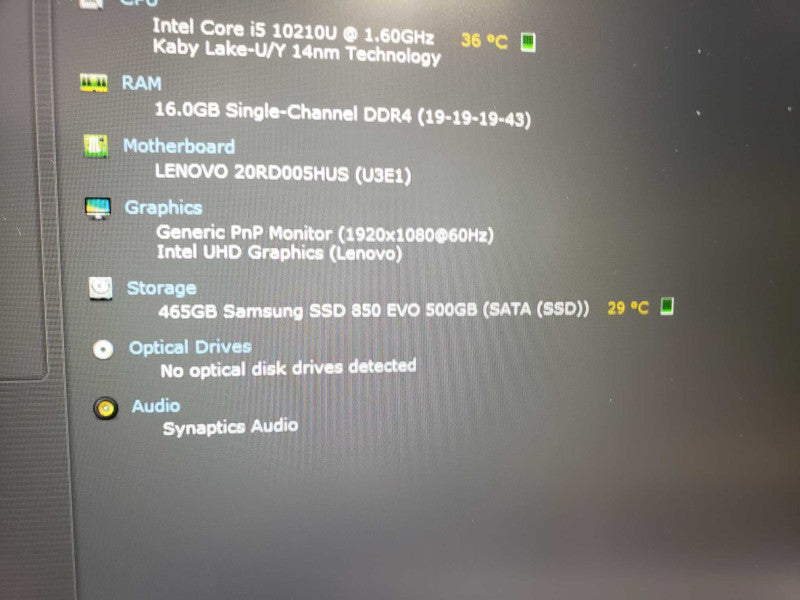 Lenovo ThinkPad E15 intel i5-10210U @ 1.60GHz / 16GB Ram / 500GB SSD