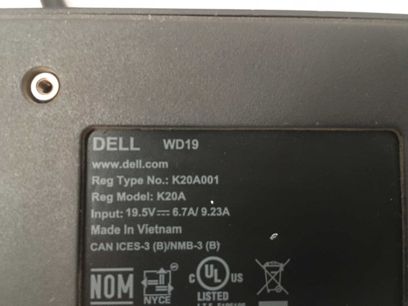 Dell WD19 K20A Docking Station NO AC ADAPTER Q
