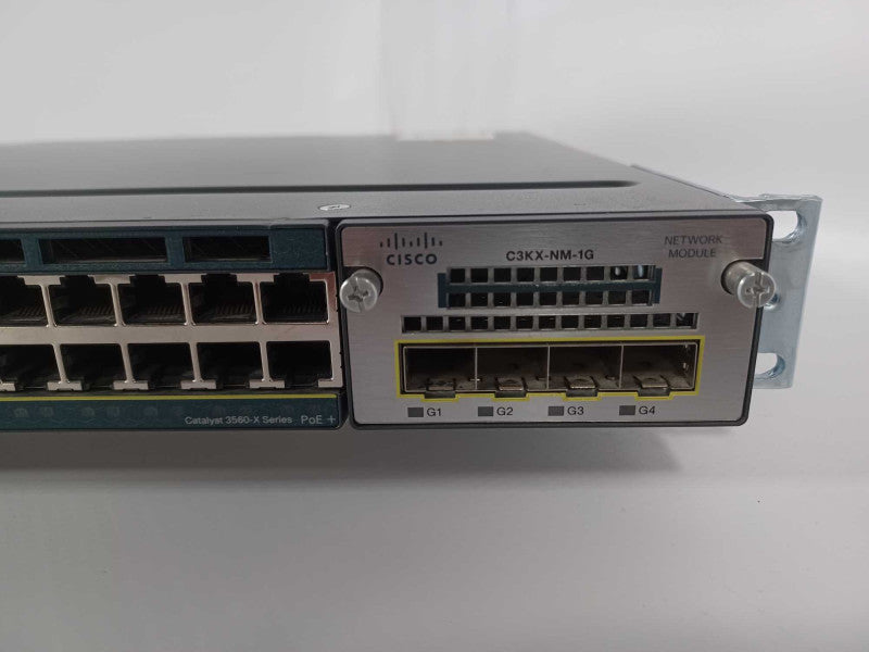 Cisco WS-C3560X-24P-S 24 Port PoE+ Gigabit Switch w/ C3KX-NM-10G, 1X PSU _