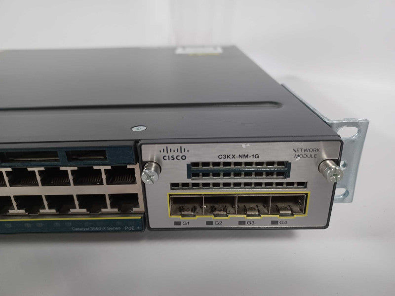 Cisco WS-C3560X-48P-S 48-Port Gig PoE Switch w/ 1x C3KX-NM-1G, 1x PSU Q_