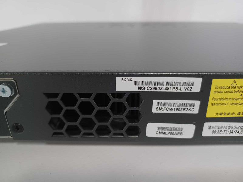 Cisco WS-C2960X-48LPS-L 48 Port GigE PoE Switch 370W AC 4x SFP LAN _
