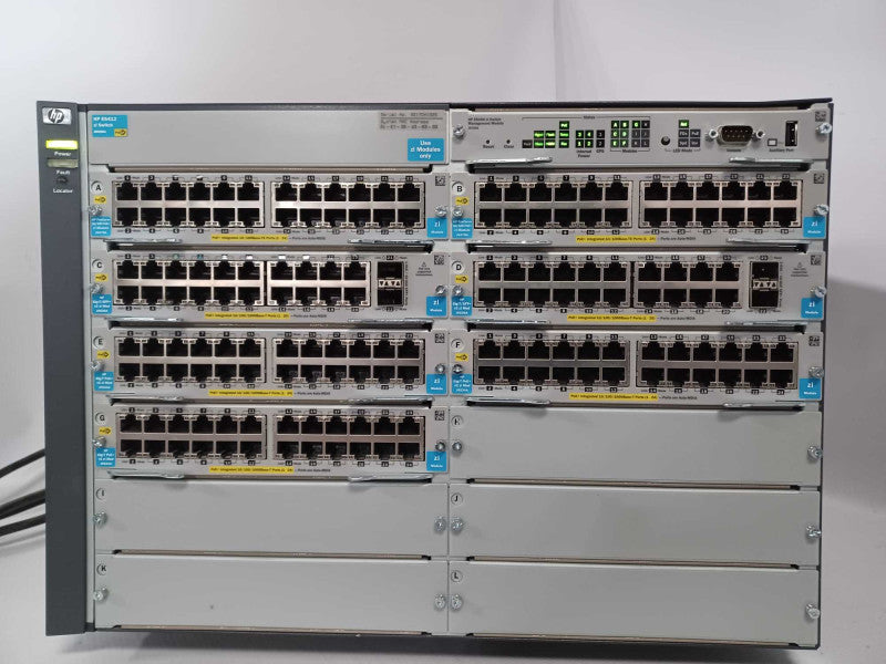 HP E5412 J9698A zl switch w/ 4x PSU, 2x J9478A, 2x J9536A, 3x J9534A Modules _