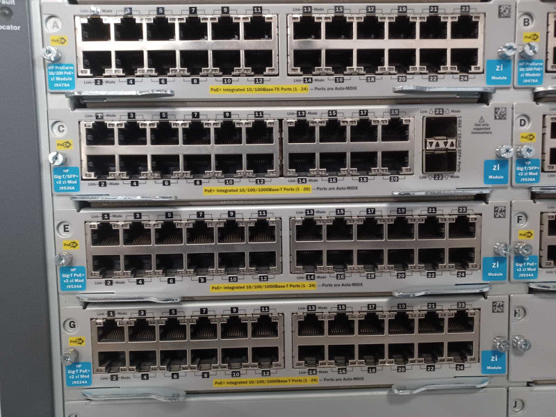 HP E5412 J9698A zl switch w/ 4x PSU, 2x J9478A, 2x J9536A, 3x J9534A Modules _