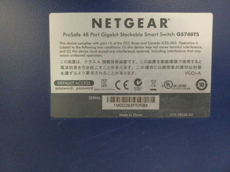 NetGear ProSafe 48-Port Gig Stackable Smart Switch GS748TS Q_