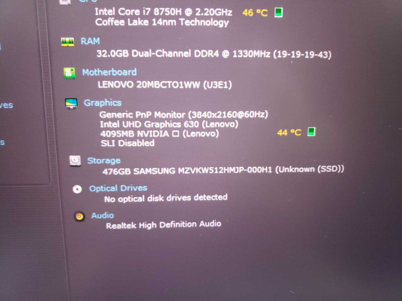 Lenovo ThinkPad P72 intel i7-8750H @ 2.20GHz / 32GB RAM / 512GB M.2