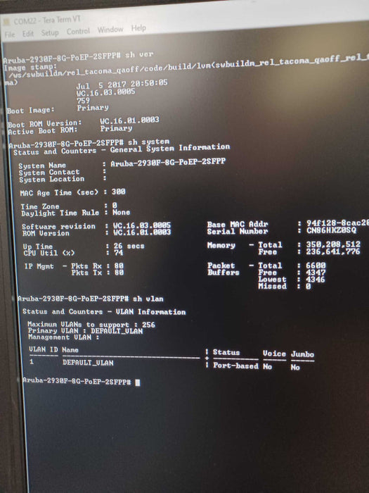 HP Aruba 2930F 8G PoE+ JL258A 8 Port 2x SFP+ Layer 3 Managed Switch _