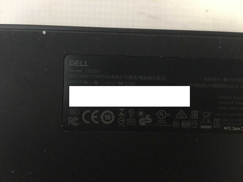 Dell USB 3.0 Docking Station - D3100 - 4K/HD Triple Display, NO POWER ADAPTER Q