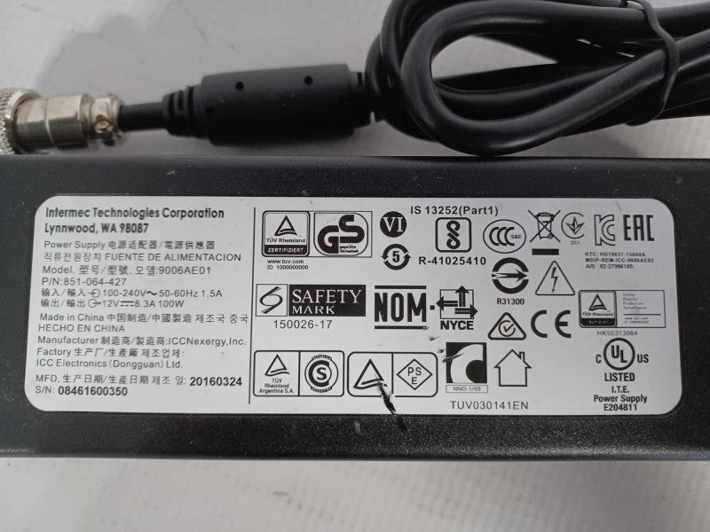 Intermec External Power Supply 851-064-427 12V 8.3A 100W 4 PIN 9006AE01  _