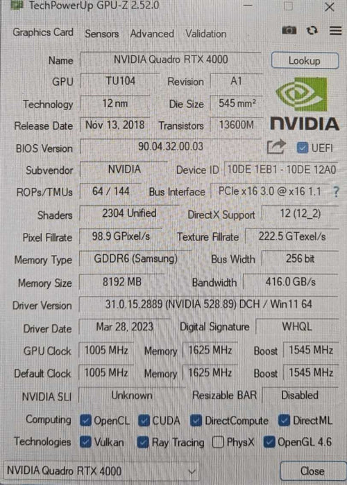 PNY NVIDIA QUADRO RTX 4000 8GB GDDR6 Graphic Card (VCQRTX4000SB) )