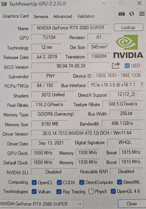 PNY NVIDIA GeForce RTX 2080 Super 8GB GDDR6 Graphics Card )