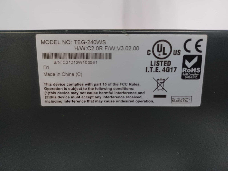 Trendnet TEG-240WS 24-port Gigabit Web Smart Switch w/ 2 Shared Mini-GBIC slo _