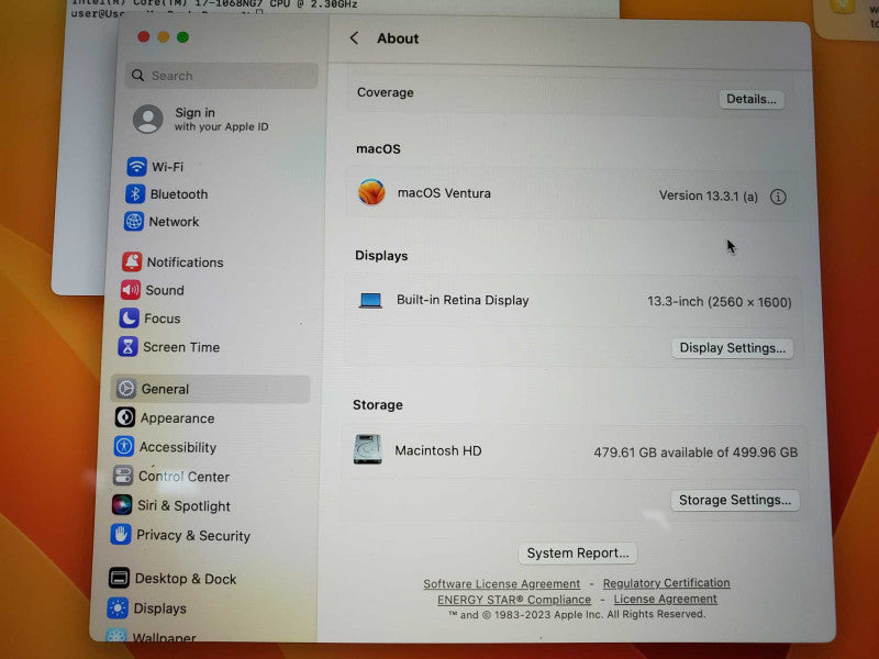 MacBook Pro 2020 Core i7-1068NG7 @ 2.3GHz 16GB DDR4 500GB SSD [Read] (