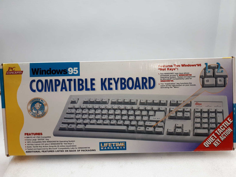 PC Concepts Classic 61595 Wired Keyboard Featuring Windows 95 Hot Keys &