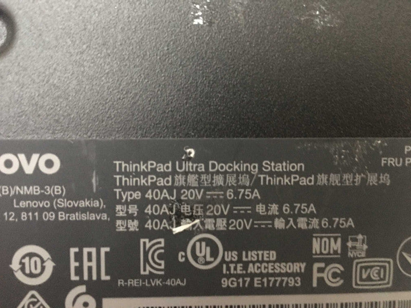 Lenovo ThinkPad 135w Ultra Docking Station - 40AJ, NO AC ADAPTER Q