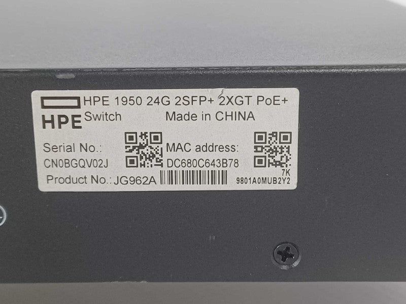 HPE 1950 24G 2SFP+ 2XGT PoE+ JG962A Switch  _