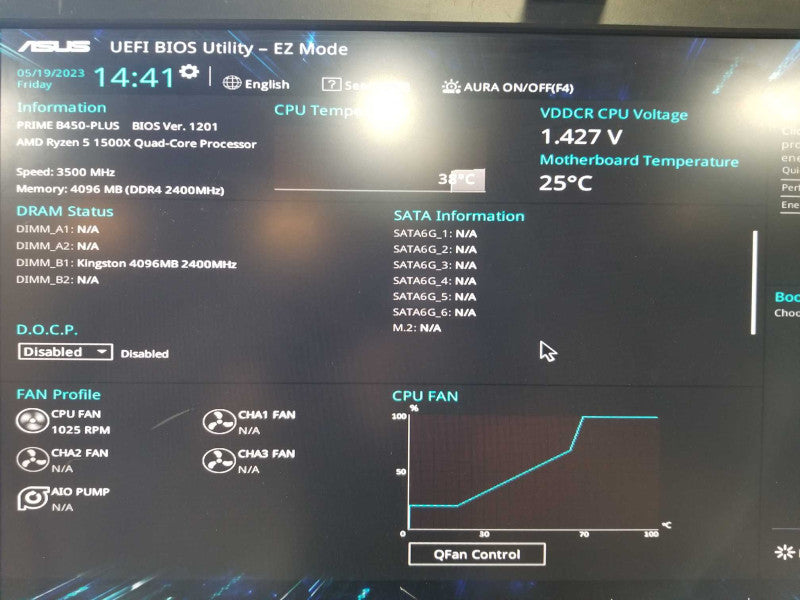 CPU/MOBO Combo Ryzen 5 1500x 3.50ghz / 4gb ram / ASUS Prime B450-PLUS  #