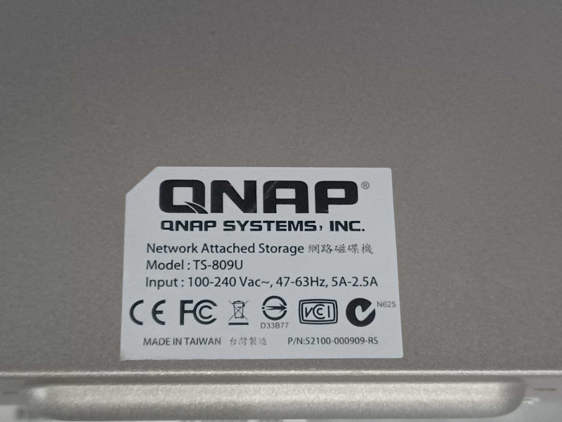 QNAP TS-809U 2U Rack Mount 8-Bay NAS with 4x 2TB HDDs, 1x PSU _