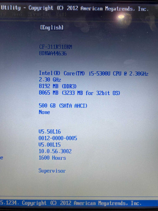 Panasonic TOUGHBOOK CF-31 Low hours! i5-5300U 8GB RAM 500GB HDD Made in Japan QTY