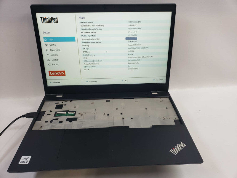 Lenovo ThinkPad L15 intel i5-10210U @ 1.60GHz / 8GB Ram / No M.2 SSD