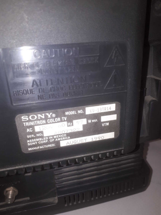 Sony Trinitron model KV-13TR14 aug 1990 VINTAGE no remote