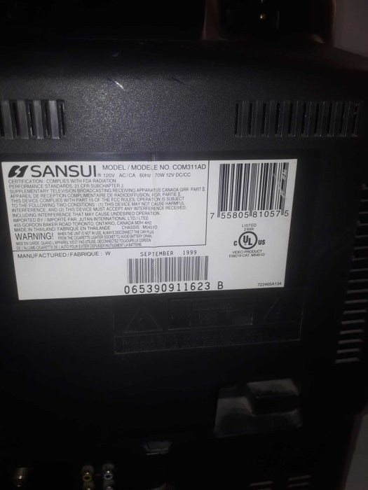 Sansui model COM311AD sept 1999 CRT 14\\" with VCR no remote