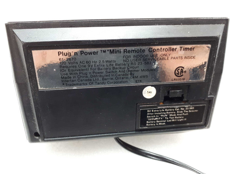 Vintage Radio Shack Plug \\'N Power Remote Controller Timer 61-2670 &