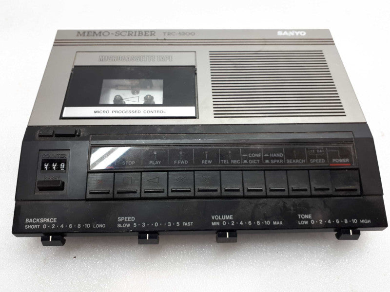 Sanyo TRC-5200 MicroCassette Voice Recorder Memo Transcriber &