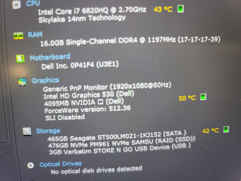 Dell Precision 7720 i7-6820HQ, QUADRO P4000 16GB DDR4,  500GB SSD + 500GB HDD