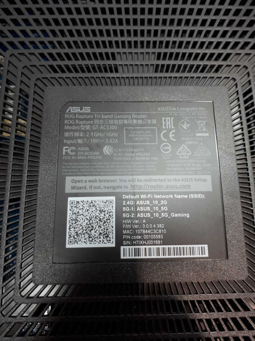 ASUS Rog Rapture Gt-AC5300 Tri-Band 4x4 Gaming  with 8-Port Gigabit Router &