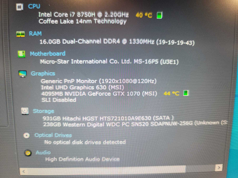 MSI Raider GE63 i7-8750H, 4GB GeForce GTX 1070, 16GB DDR4, 256GB + 1TB SSD