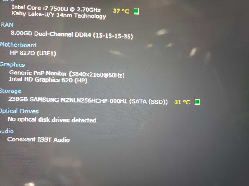 HP EliteBook X360 1030 G2 intel i7-7500u @ 2.70GHz / 8GB Ram / 256GB M.2