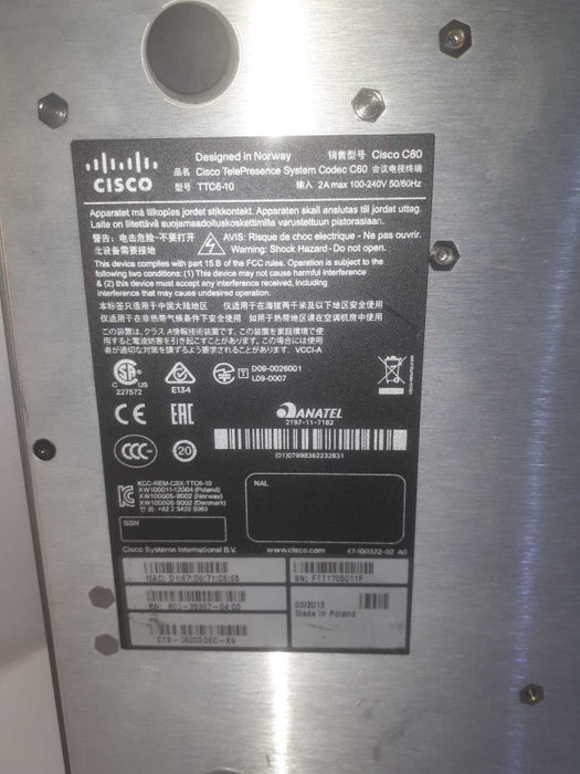 Cisco Telepresence C60 only Q