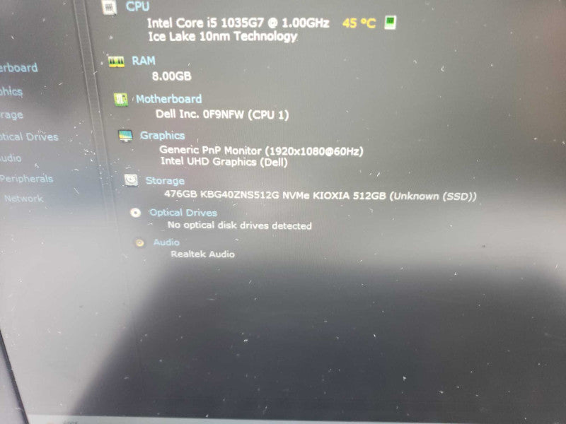Dell Inspiron 3493 14\\" intel i5-1035G1 @ 1.0GHz / 8GB Ram / 512GB M.2