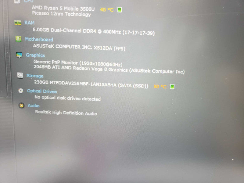 ASUS VivoBook X512DA with AMD Ryzen 5 3500U CPU 8GB RAM & 256GB