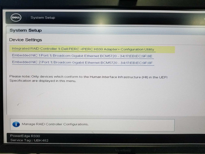 Dell Poweredge R330 Xeon E3-1230 V5 2 3.40ghz / 16gb ram / H330 raid ctrl #