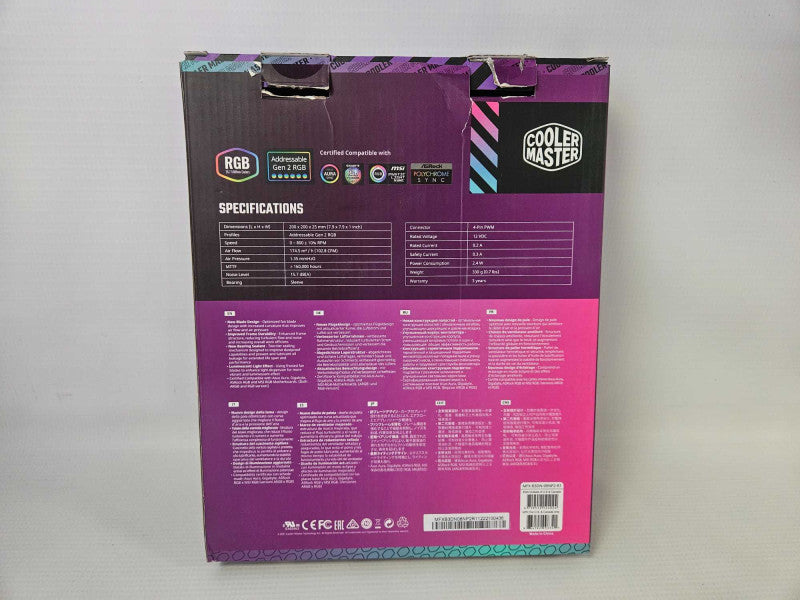 Cooler Master SickleFlow 200 ARGB Gen 2 Square Frame Fan, Customizable LEDs )