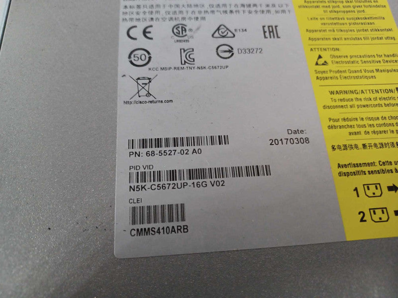Cisco Nexus N5K-C5672UP-16G 48x 10G SFP+ Port, 6x QSFP+ 40G, 2x PSU _