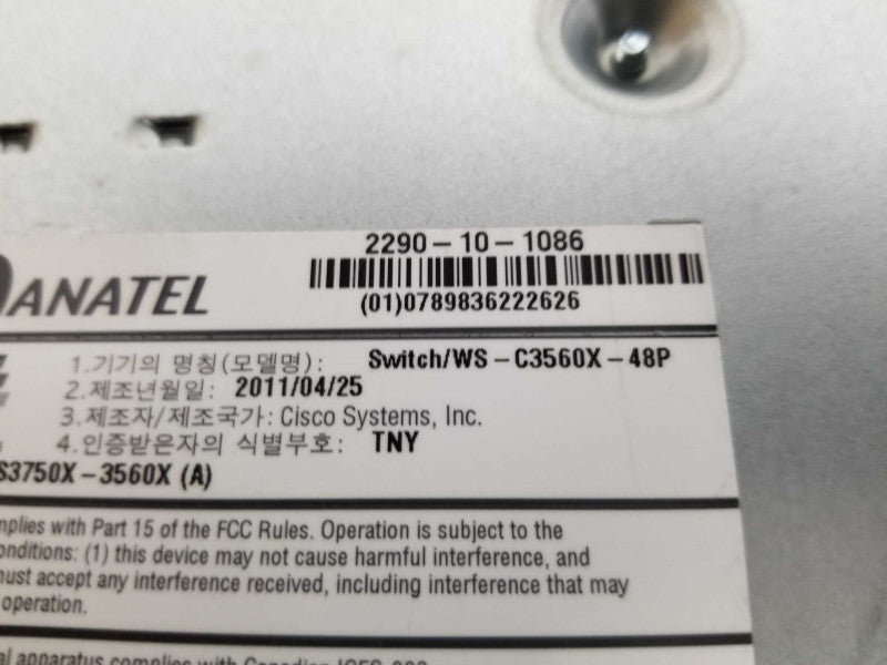 Cisco Catalyst 3560-X Series PoE+ WS-C3560X-48P / 10g module - Fact Reset #