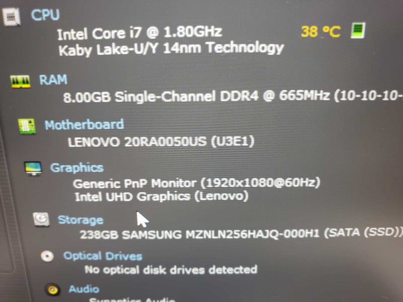 Lenovo ThinkPad E14 intel i7-10510U @ 1.8GHz /8GB Ram / 256GB M.2