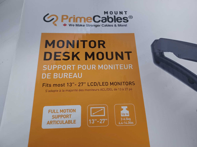 New Prime Cables Monitor Desk Mount 13\\" to 27\\" 2-6.5Kg _