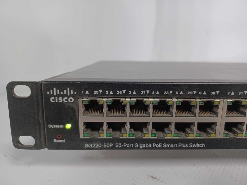 Cisco SG220-50P-K9 50 Port Gigabit PoE Smart Plus Switch W/ Rack Ear _
