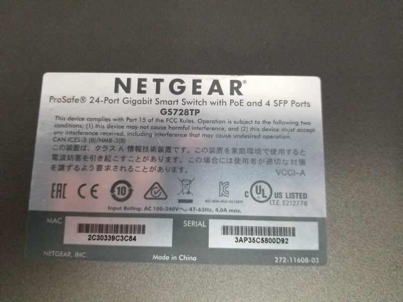 NETGEAR ProSafe GS728TP 24-Port Gigabit PoE Ethernet Switch #